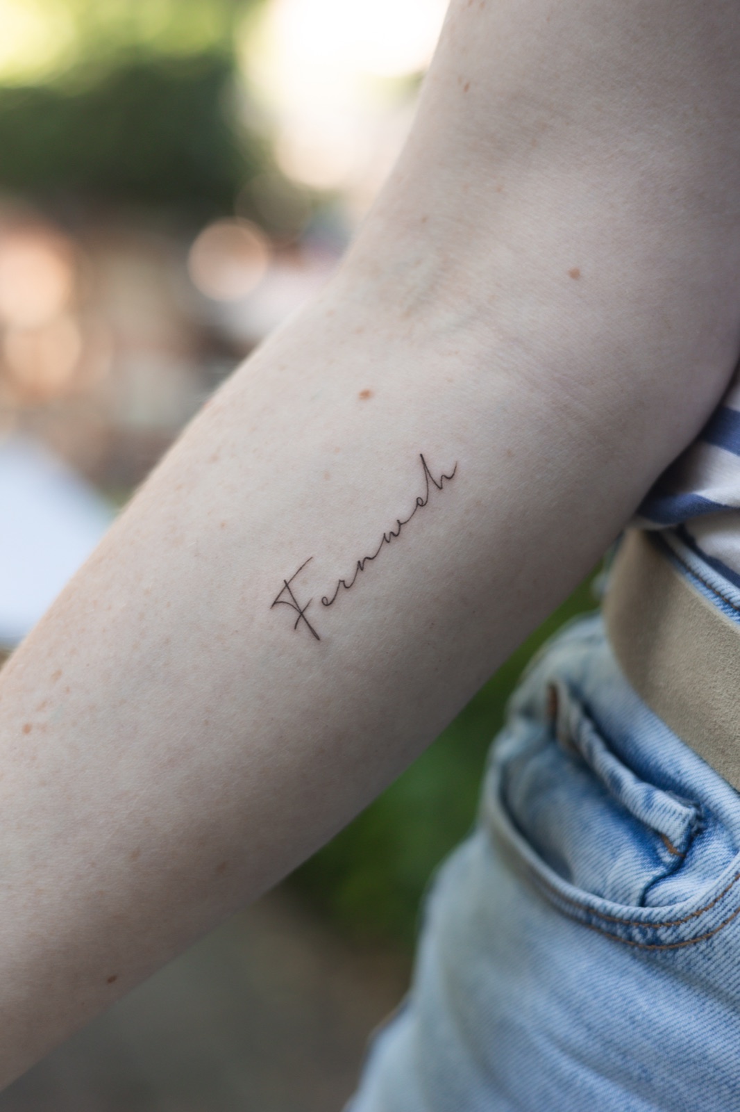 Fine line/lettering tattoo uit mijn portfolio